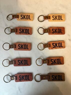 SKOL Engraved Wooden Keychain